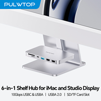 Hub USB C PULWTOP para iMac de 10 Gbps, Compatible con M1/M3/M4, 2 USB-A 2.0, Lector de Tarjetas SD/TF para iMac de 24 Pulgadas y Studio Display, Plateado