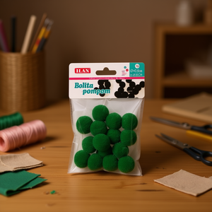 Pallina di peluche Ilan Pom Pom 2,5 cm verde per artigianato e decorazioni - Product Image 2