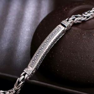 Silver Plated <b>Men</b> Bracelet Chinese Vintage Punk Cuban Chain Woven Bare Riding Whip Chain Bracelet <b>for</b> <b>Men</b> - Product Image 2