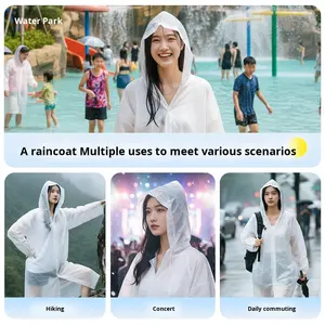 Imperméable jetable réutilisable en EVA pour adultes et enfants, une pièce, pour la randonnée en plein air, épaissi, pluie forte, personnalisation - Product Image 4