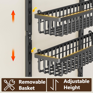 New 9 Layer Foldable Hanging <b>Storage</b> <b>Rack</b> Wire Basket Over the Pantry Door Utility Organizer for <b>Kitchen</b> Cabinet Closet Bathroom - Product Image 3