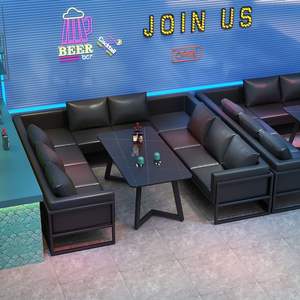 Ensemble de meubles de bar AL, structure métallique, banquettes rectangulaires durables, tables pour restaurant, café, bar, salon - Product Image 2