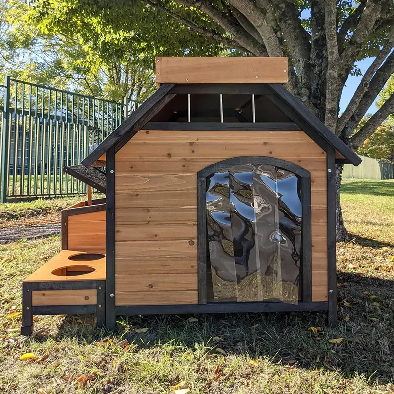 Meilleur vendeur Protection solaire imperméable ventilé Anti-corrosion niche pour chien en bois niche pour chien en bois
