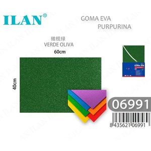 Feuille de mousse EVA ILAN vert olive 60x40cm pailletée pour décoration intérieure - Product Image 1