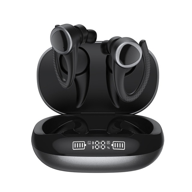 T09 Wireless Earphones With Mic Sport Ear Hook Earbuds LED Display Headphone HiFi Stereo Waterproof Headsets T09