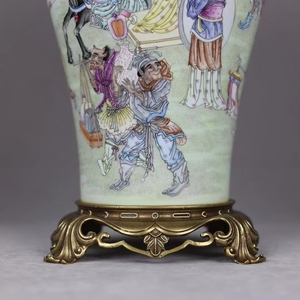 <span class=keywords><strong>Vase</strong></span> en porcelaine rose peint à la main haut de gamme avec incrustation de <span class=keywords><strong>cuivre</strong></span> vendu aux enchères de la collection de porcelaine décorative royale de la dynastie Qing - Product Image 4