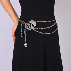 โซ่คาดเอวรูปหัวกะโหลกหลายชั้น สไตล์ทิเบตสีเงิน พังก์ กอธิค สำหรับงานปาร์ตี้ เครื่องประดับแฟชั่น - Product Image 4