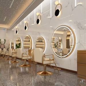 Modern Eco-Friendly Round Glass Wall-Mounted LED Hair Salon Mirror Single-Sided <b>Lighting</b> Aluminum Frame Touch <b>Switch</b> <b>for</b> salon - Product Image 5