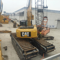 Excavatrice amphibie d'occasion, dragueuse CAT 320BL 320D2L, excavatrice, machine de dragage de sable de rivière, ponton, côtés du bateau