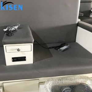Kisen Beauty Nail Salon Furniture Grey Color Luxury Double Seats Pedicure Spa Manicure Chair with Foot Spa Led Light - Product Image 6