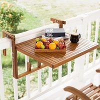 Table suspendue murale réglable Combohome en bois pour balcon, table pliante pour balustrade de balcon