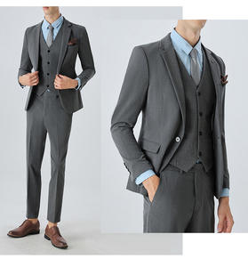 Completo Elegante da Uomo in Stile Italiano di Alta Qualità per Eventi Formali e Matrimoni, Vestibilità Slim, Maniche Lunghe, Elegante Completo Tre Pezzi Azzurro - Product Image 6
