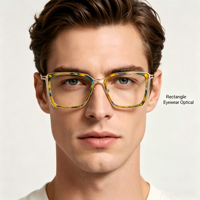Lunettes BONA avec branches en caoutchouc, monture rectangulaire en acétate et métal, pour verres de myopie, noires
