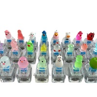 Porte-clés LED personnalisé avec son, mignon, en acrylique, en forme de dessin animé, avec un bouton de pression, en plastique, cadeau pour soulager le stress
