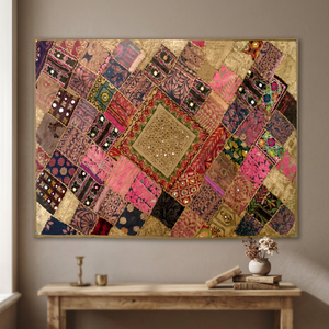 Tapisserie antique vintage en patchwork - Product Image 3