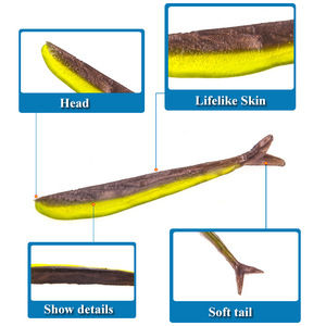 Kfs Soft Bait Forktail 60mm 12g pour la pêche au bar en eau douce et en eau salée, leurre de pêche en eau moyenne, couleur aléatoire - Product Image 4