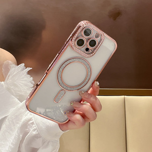 Luxury Bling Rhinestone Magnetic Clear <b>Phone</b> Case For iPhone 17 16 Pro Diamond Camera Lens <b>Protector</b> Electroplated Mobile Cover - Product Image 6