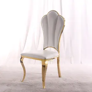 Modern Shell Shape Comfy Kitchen Dining Room Chairs High Backrest Gold Stainless Steel Legs Luxury Chairs