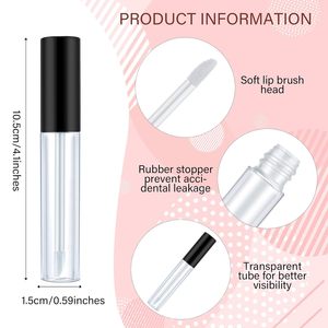 Tubos de Brillo Labial de Forma Especial de 4ml y 5ml, con Logotipo Personalizado, Tubos de Brillo Labial con Brocha Grande, Botella de Brillo Labial Espeso, Tubo de Aceite Labial - Product Image 2