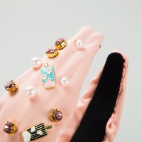 Serre-tête tendance noué à la main avec breloque crème glacée, strass et perles, accessoire de cheveux printanier pour enfants