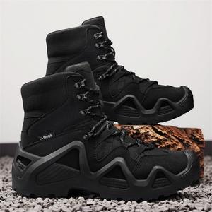 รองเท้าเดินป่าสำหรับใช้งานกลางแจ้ง รองเท้าผู้ชายแบบหุ้มข้อกลางน่อง กันน้ำและกันลื่นสำหรับผู้ชาย - Product Image 5