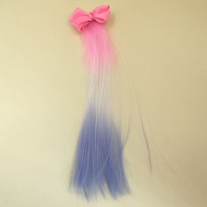 Foreign Trade Children's Gradient Colorful Multi-color Wig <b>Bow</b> Clip Hairpin <b>Hair</b> Accessory - Product Image 3