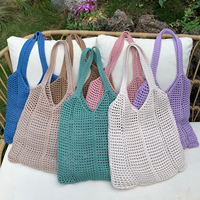 Sac fourre-tout en polyester ajouré au crochet, sac à main de plage d'été grande capacité pour le travail, l'école, le shopping, avec logo personnalisé