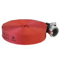 Selang Air Pemadam Kebakaran Marine Layflat EN14540 Bersertifikasi MED, Lapisan EPDM/PVC, 15 Bar, 2 Inci, Merah, Dengan Kopling Aluminium Storz