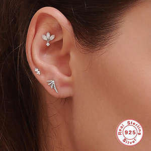 Fijne Sieraden S925 Sterling Zilveren Sieraden Zirkoon Kraakbeen Oor Lichaam 925 Zilver Piercing - Product Image 4