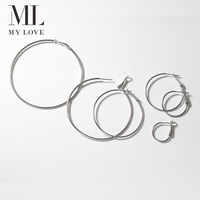 Boucles d'oreilles créoles grandes et rondes Mylove personnalisées en argent sterling 925, finition polie, style classique minimaliste, vente en gros