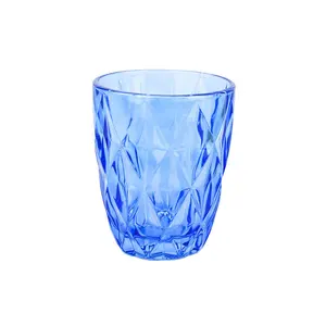 畅销婚礼威士忌果汁水杯彩色玻璃器皿蓝色无茎酒杯热饮杯