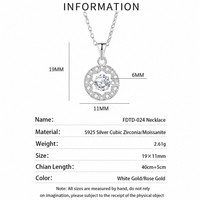 Collier en Moissanite 6mm, Pendentif Rond Effet Éclatant, Argent Sterling 925, En Stock, Vente en Gros, Bijoux Fins pour Boutiques