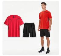 Ensemble short de sport pour hommes Vêtements de fitness 2 pièces en polyester pour la course à pied Survêtement de gymnastique