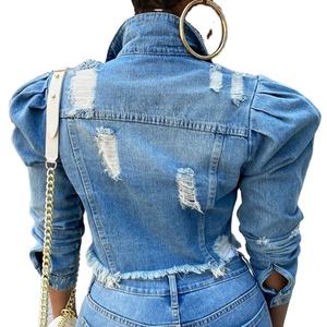 <span class=keywords><strong>Abbigliamento</strong></span> in <span class=keywords><strong>Denim</strong></span> da <span class=keywords><strong>donna</strong></span> monopetto in cotone con risvolto commerciale - Product Image 3