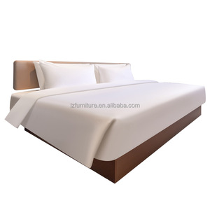 Hotel Project Furniture Wood Queen Bed Frame with Headboard Nightstand Lounge Chair Desk & <b>Wardrobe</b> for 3-Star Hotel Bedroom Set - Product Image 4