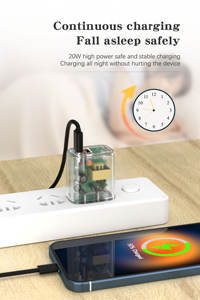 Bon Bon-T01 2026 Meilleure Vente En Gros OEM Chargeur Mural Portable Transparent PD 3.0 20W Type-C + USB QC3.0 avec Protection OTP/OVP - Product Image 5