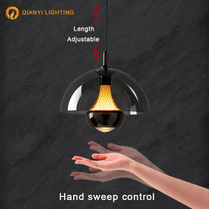 Sang trọng cao cấp phong cách nhôm ánh sáng mặt dây chuyền hình bán nguyệt dẫn bảo vệ mắt <span class=keywords><strong>Dimmable</strong></span> tay quét kiểm soát đèn cạnh giường ngủ - Product Image 2