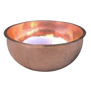 Baignoire ronde en <span class=keywords><strong>cuivre</strong></span> martelé à la main, intérieur poli, style Zen japonais, 60 gallons+, drain central, bain de spa personnalisé pour villa - Product Image 6