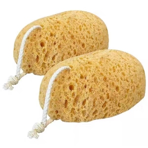 Bath Ball Essential Body Cleaner Oval Honeycomb Polyurethane Scrubbing <b>Sponge</b> 2 Pcs with Rope - Product Image 1