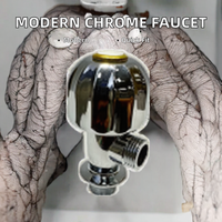 Robinet d'angle moderne en zinc chromé avec poignée de 1/2 pouce pour robinet de salle de bain, garantie 1 an, installation facile