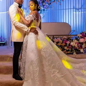 Nuevo Vestido de Novia Africano de Lujo, Estilo Modesto, Sexy, con Escote en V Profundo, Cola de Pez, Encaje, Personalizable, con Hombros Descubiertos - Product Image 4