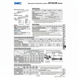 Cilindro sin vástago SMC Pneumatics, cilindros articulados mecánicamente, categoría de producto - Product Image 1