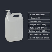 Bouteille en plastique HDPE carrée de 10 litres pour eau, alcool, huile, avec pompe, fabriquée en usine 1 2 3 4 5 6