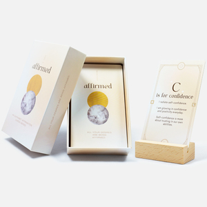 Tarjetas de afirmación personalizadas Juego diario Mejorar la salud mental Impresión de fábrica Tarjetas de afirmación positiva con borde de lámina de oro de lujo - Product Image 1