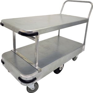 LIPHOCO <b>Heavy</b>-<b>Duty</b> Galvanized 2-Tier Logistics Cart Push Handle New Condition Flatbed <b>Trolley</b> Steel Cart 5+ Year Warranty - Product Image 4