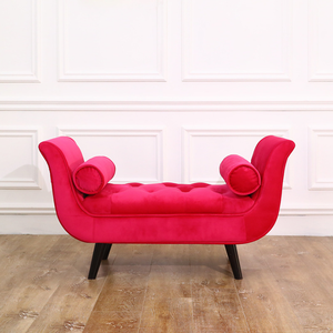 Banc d'entrée en bois massif et bout de lit avec siège rembourré, repose-bras, couverture en tissu de <span class=keywords><strong>velours</strong></span> - Product Image 4