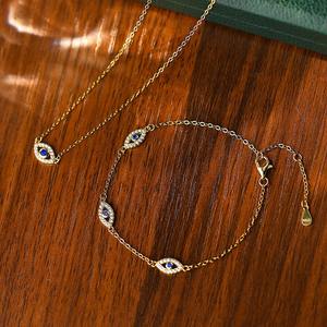Kalung mata jahat safir trendi, perhiasan perak 925, perhiasan mata jahat berlapis emas 18k - Product Image 5