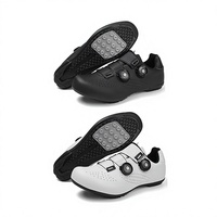 Chaussures de cyclisme pour vélo de route et VTT, pour hommes et femmes, modèle 2108, à clips, respirantes, antidérapantes, absorption des chocs, cuir véritable