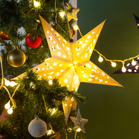 Ornement lanterne étoile à cinq papiers de 60 cm Décoration étoile de l'avent de Noël pour décorations murales et décorations de fête