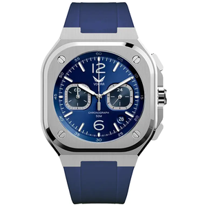 Reloj de pulsera de cuarzo para hombre, cronógrafo de lujo con correa de goma, de acero inoxidable, con logotipo personalizable, 316l - Product Image 1